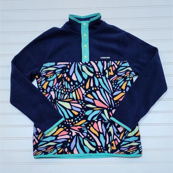 Lands End Kids Heritage Fleece Snap Neck Pullover - Picture 1 of 5